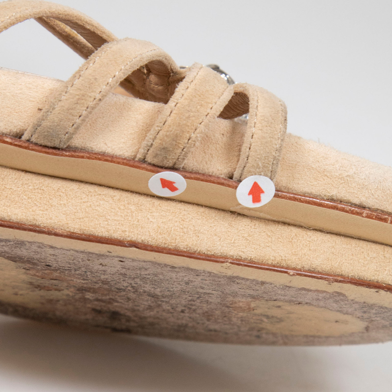 Gucci Beige Suede Gemstone Accent Sandals