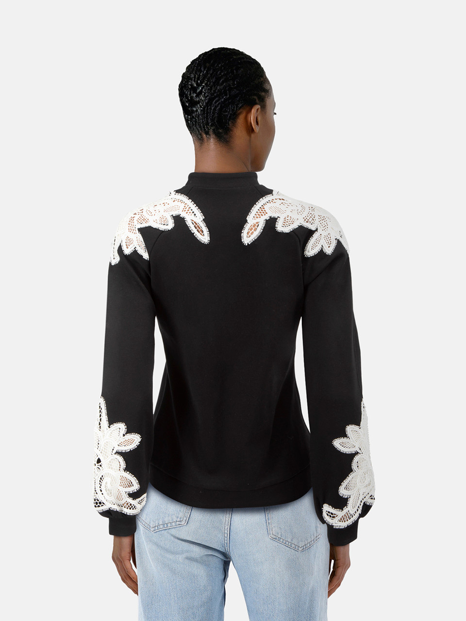 Anne Fontaine Black Jacket With Lace Detail