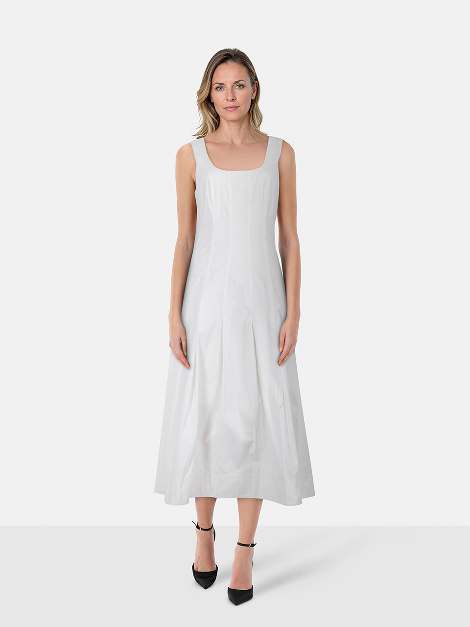 Veronica Beard White Sleeveless Square Neck Dress
