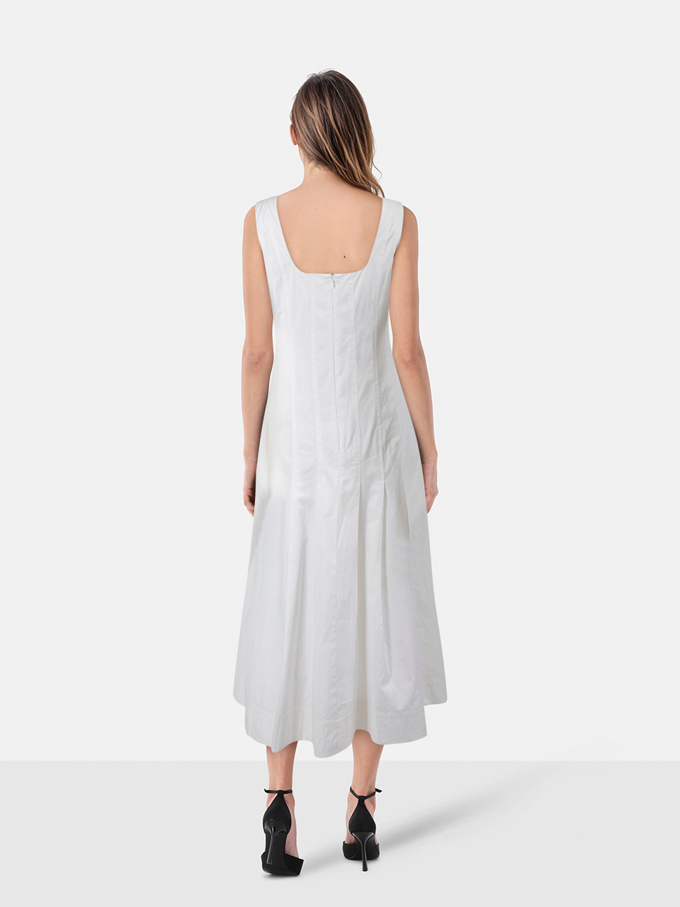 Veronica Beard White Sleeveless Square Neck Dress