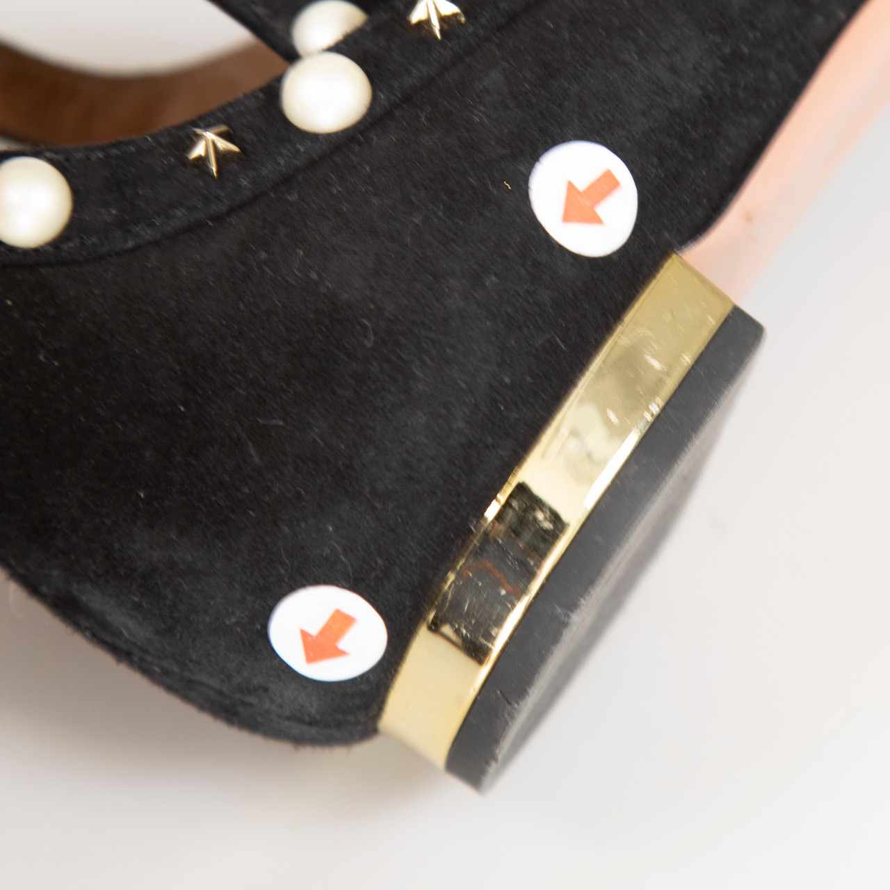 Aquazzura Black Faux Pearl Embellished Flats