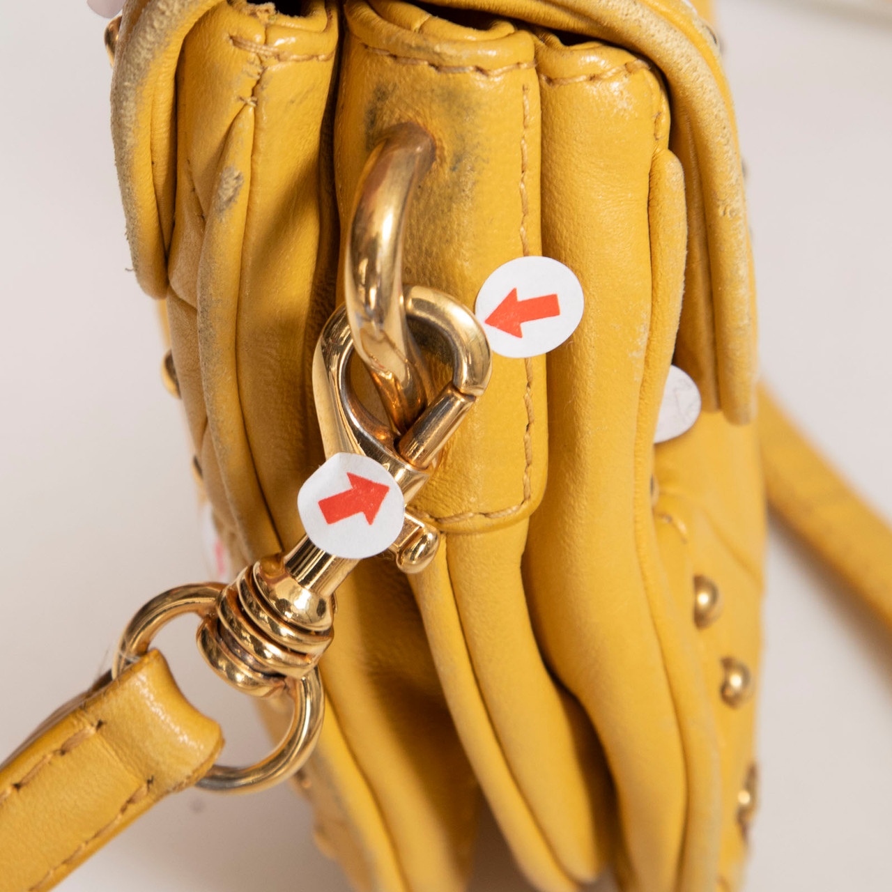Miu Miu Yellow Leather Studded Crossbody Bag