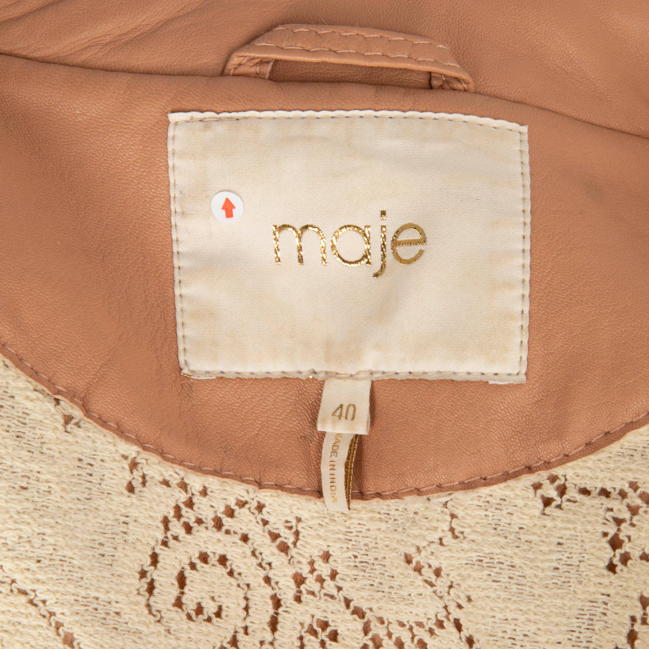 Maje Pink Leather Asymmetric Zip Biker Jacket