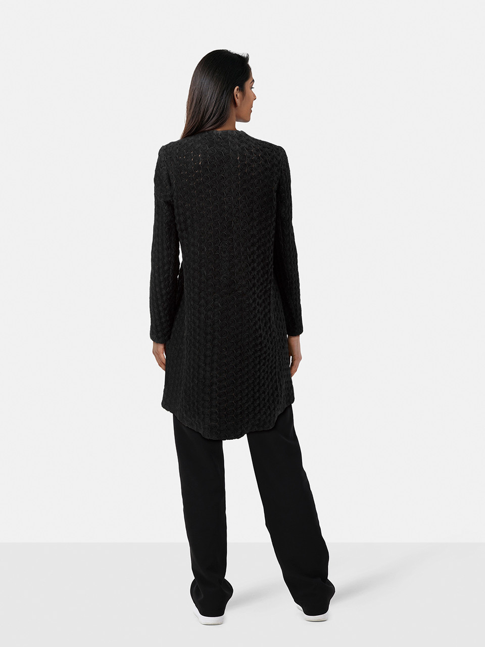 Alice + Olivia Black Rose Detail Long Jacket