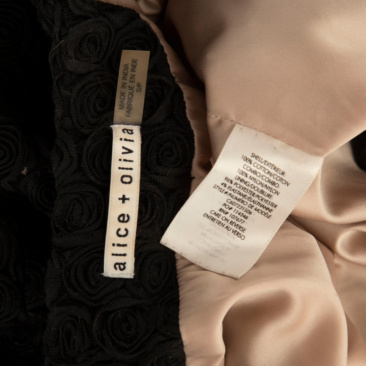 Alice + Olivia Black Rose Detail Long Jacket