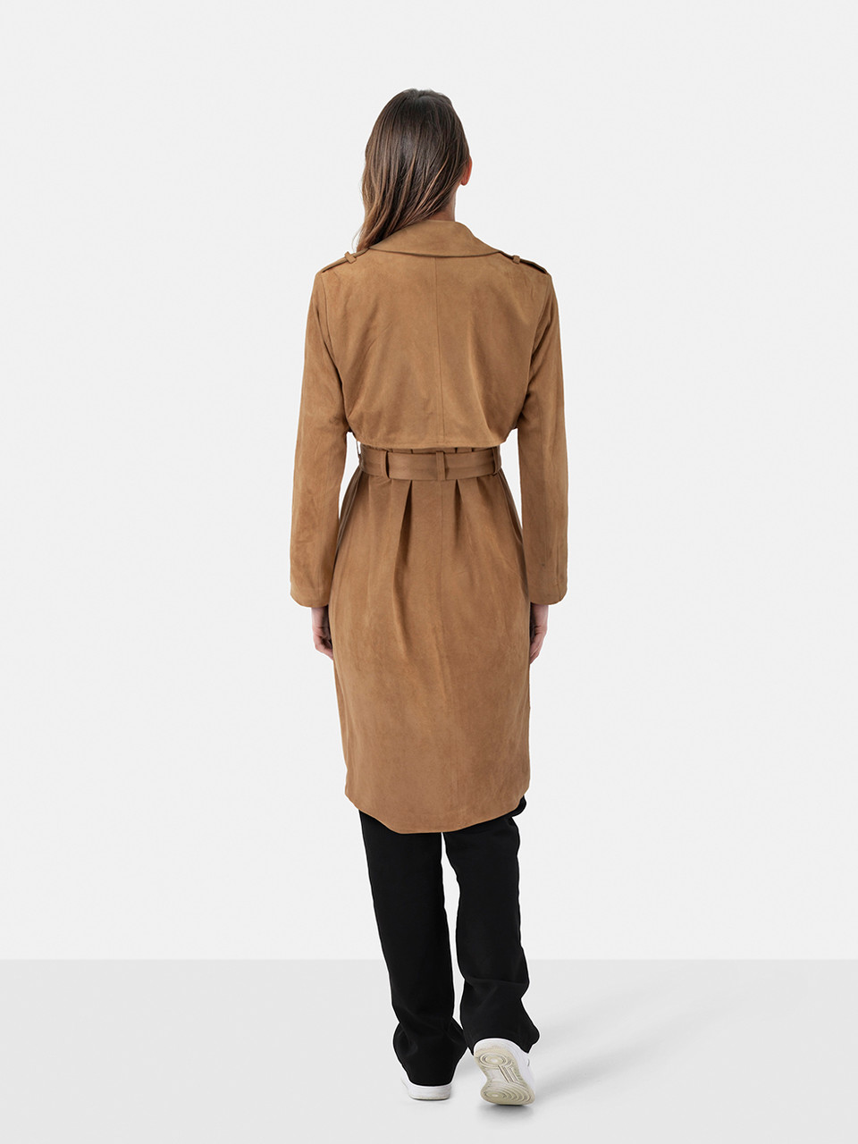 Gianfranco Rossi  Brown Vegan Suede Long Coat