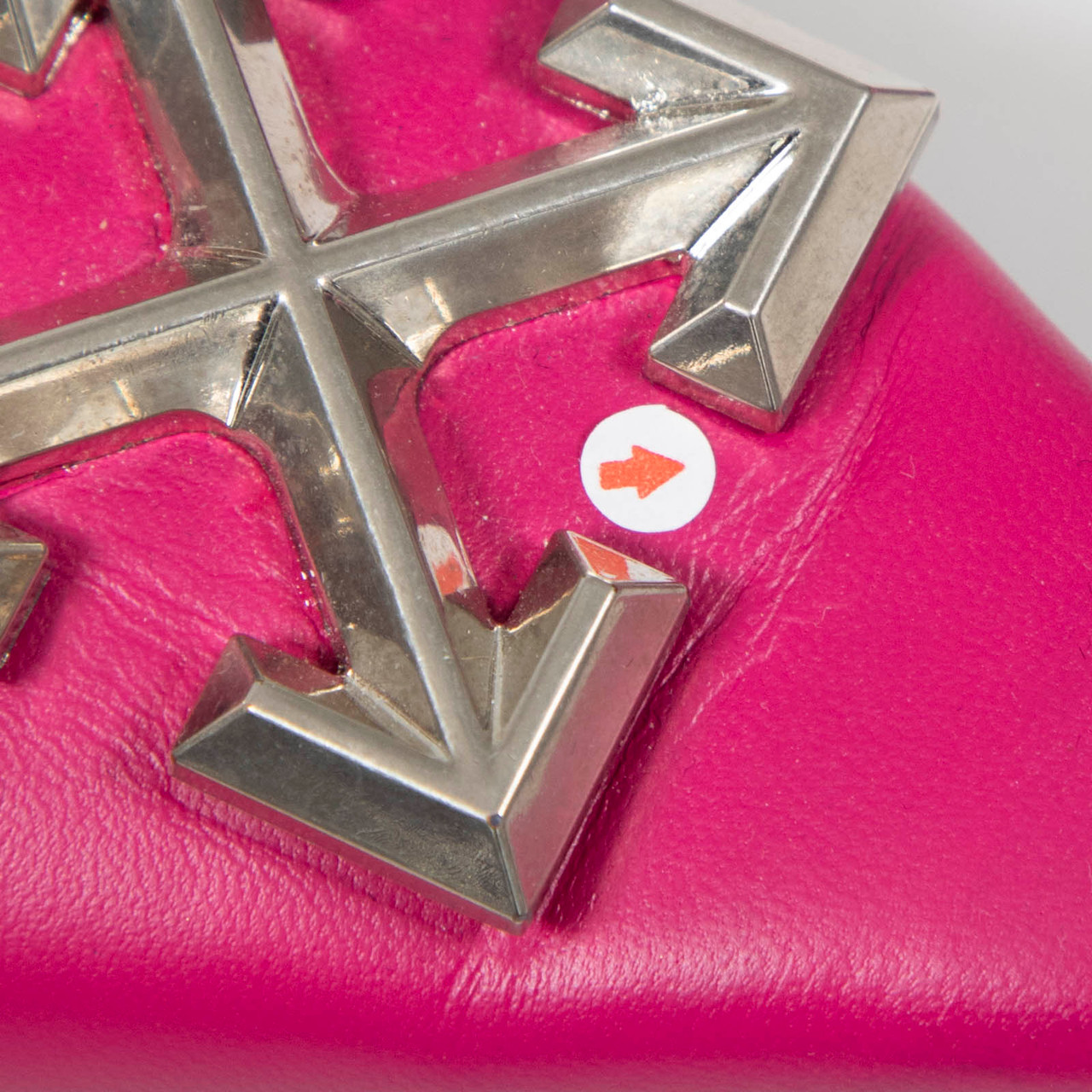 Off-White Pink Leather Logo Slingback Flats