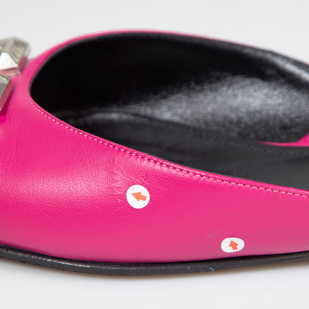 Off-White Pink Leather Logo Slingback Flats