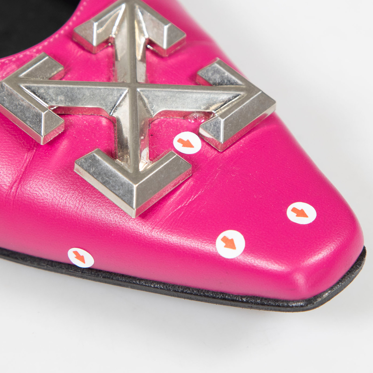 Off-White Pink Leather Logo Slingback Flats