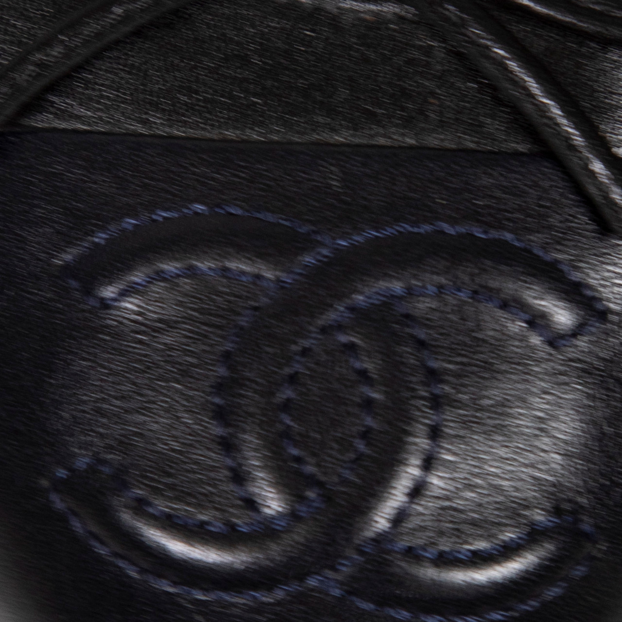 Chanel Black Leather CC Ruffle Pumps