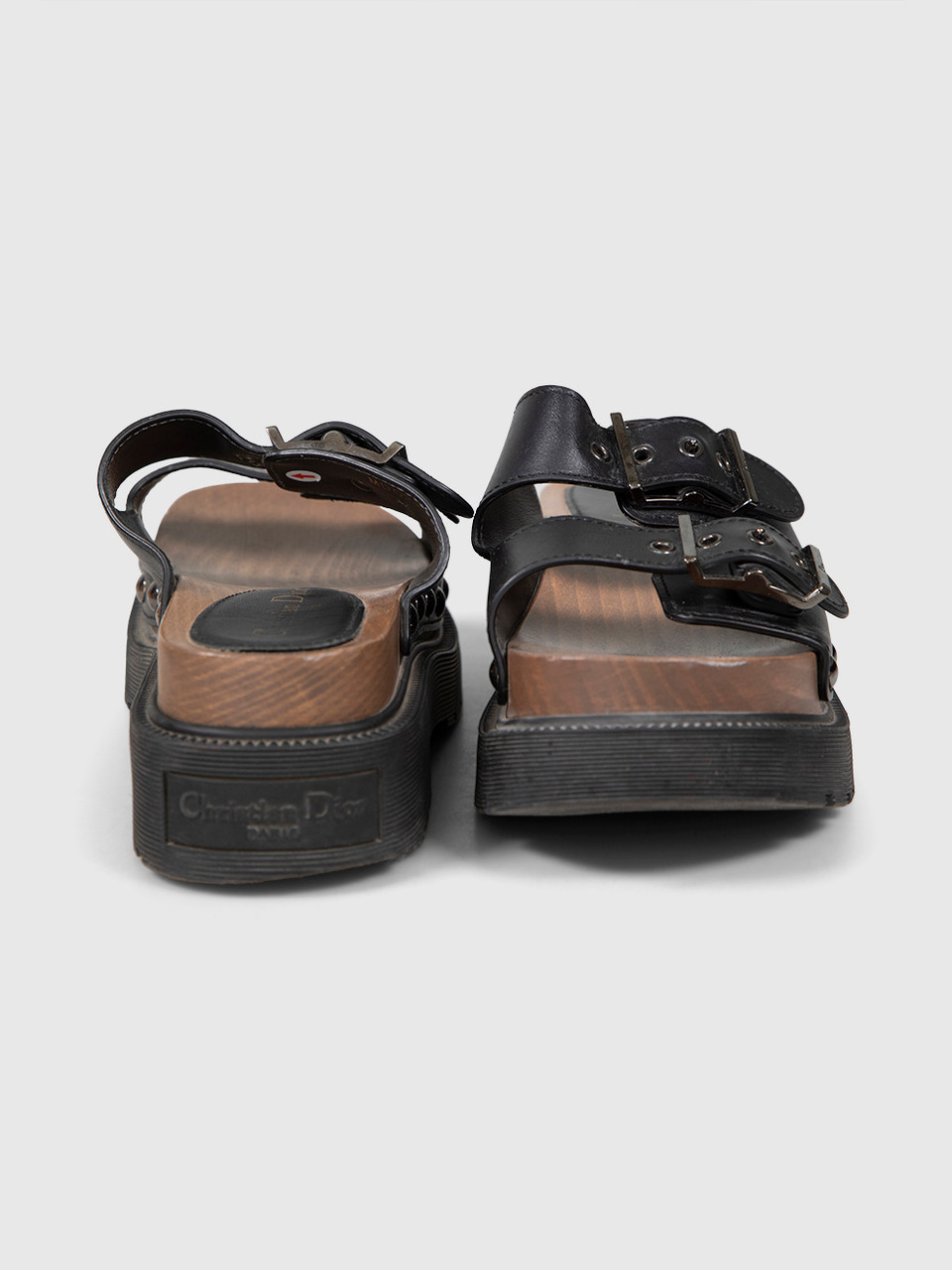 Dior Black Leather Diorquake Sandals