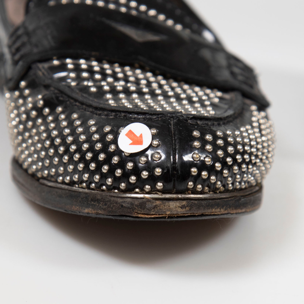Miu Miu Black Patent Studded Loafers