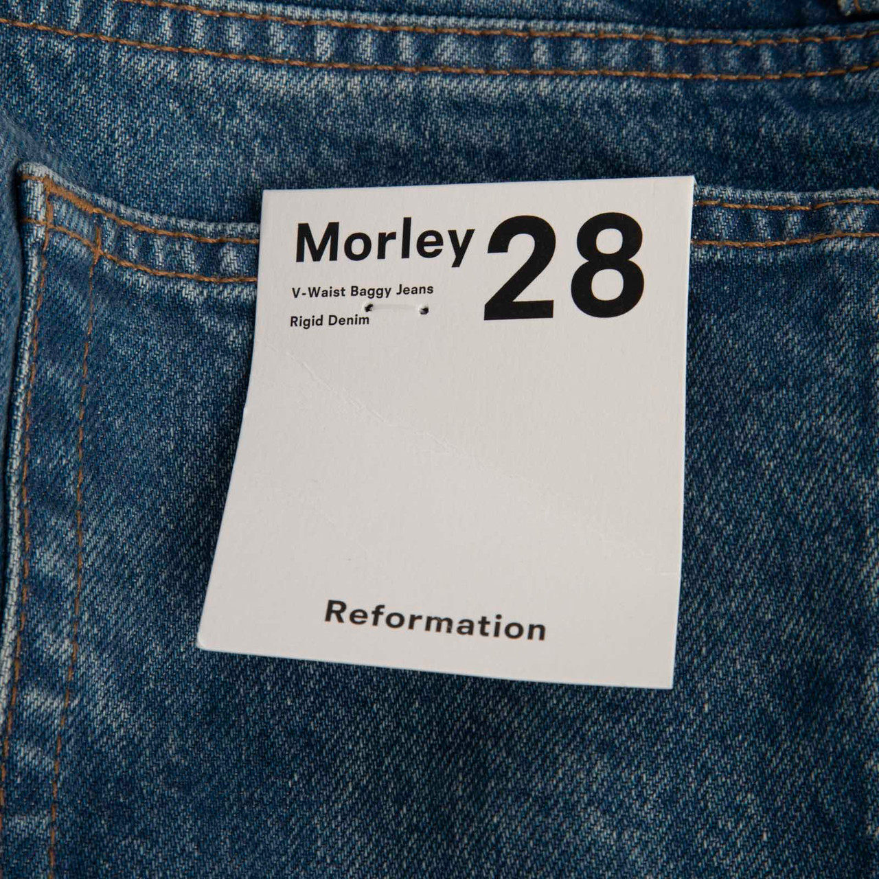 Reformation Blue Denim Morley V-Waist Baggy Jeans