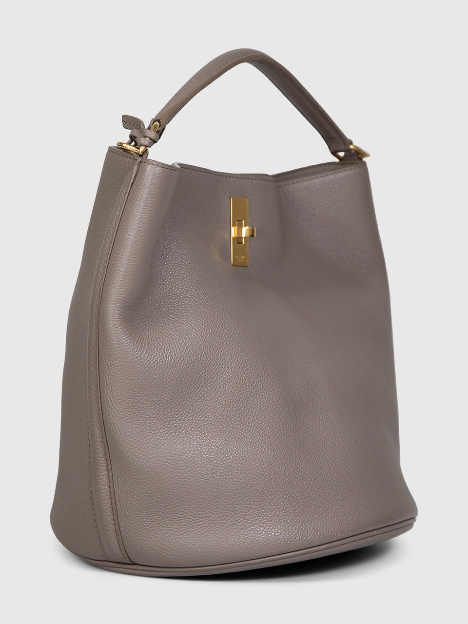 Céline Grey Supple Grained Leather Bucket 16 Bag