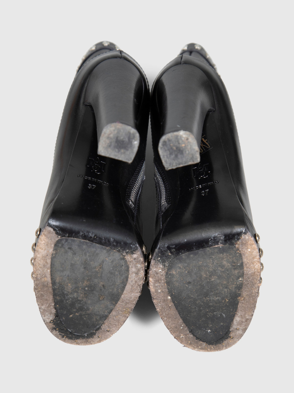 Alexander McQueen Black Leather Silver Stud Boots