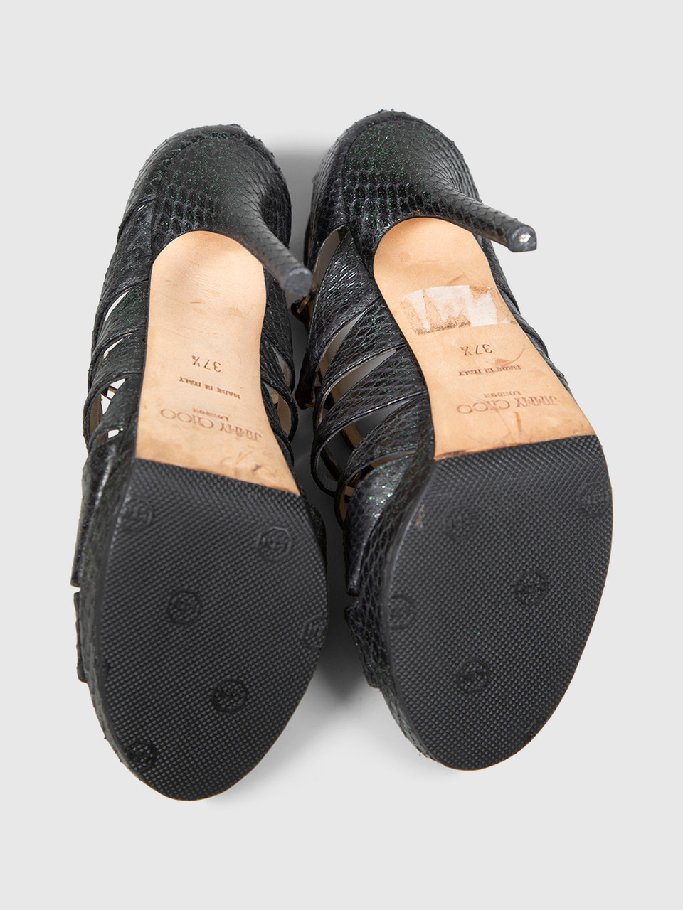 Jimmy Choo Metallic Green Snake Embossed Sandals