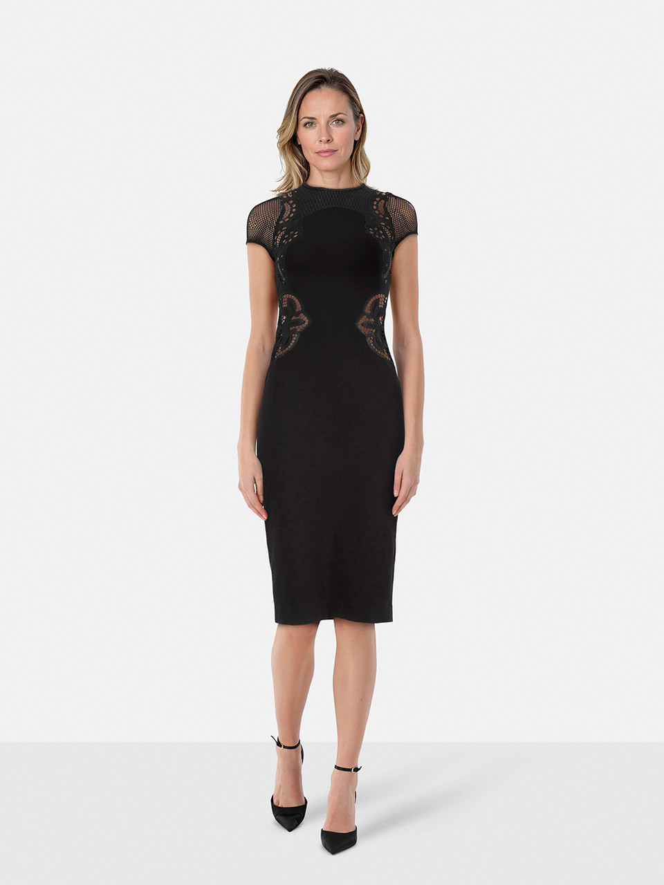 【美品】STELLA McCARTNEYアシンメトリーレースドレススカートS黒 Stella McCartney Black Broderie Anglaise Dress | CSD