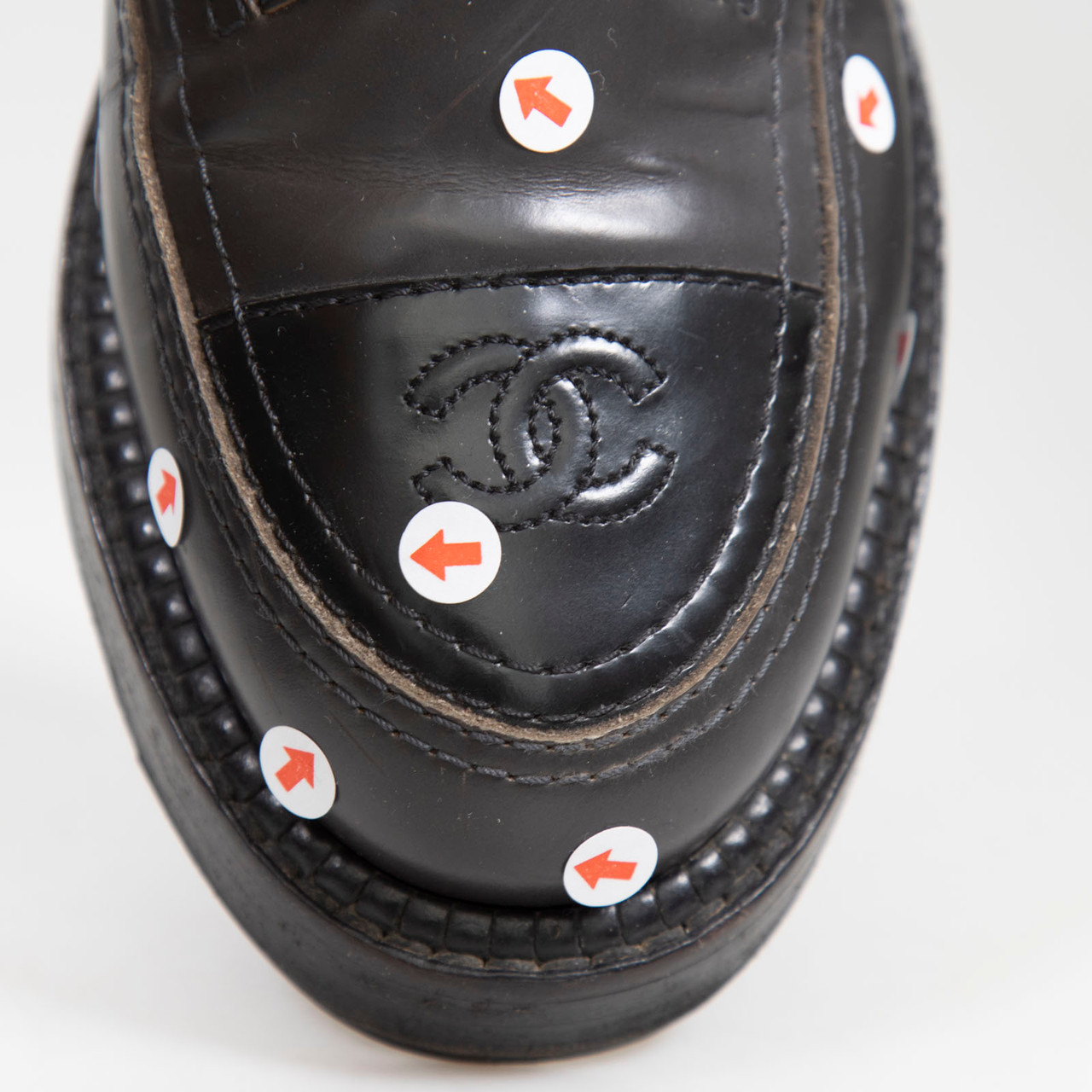 Chanel Grey Leather CC Ankle Boots