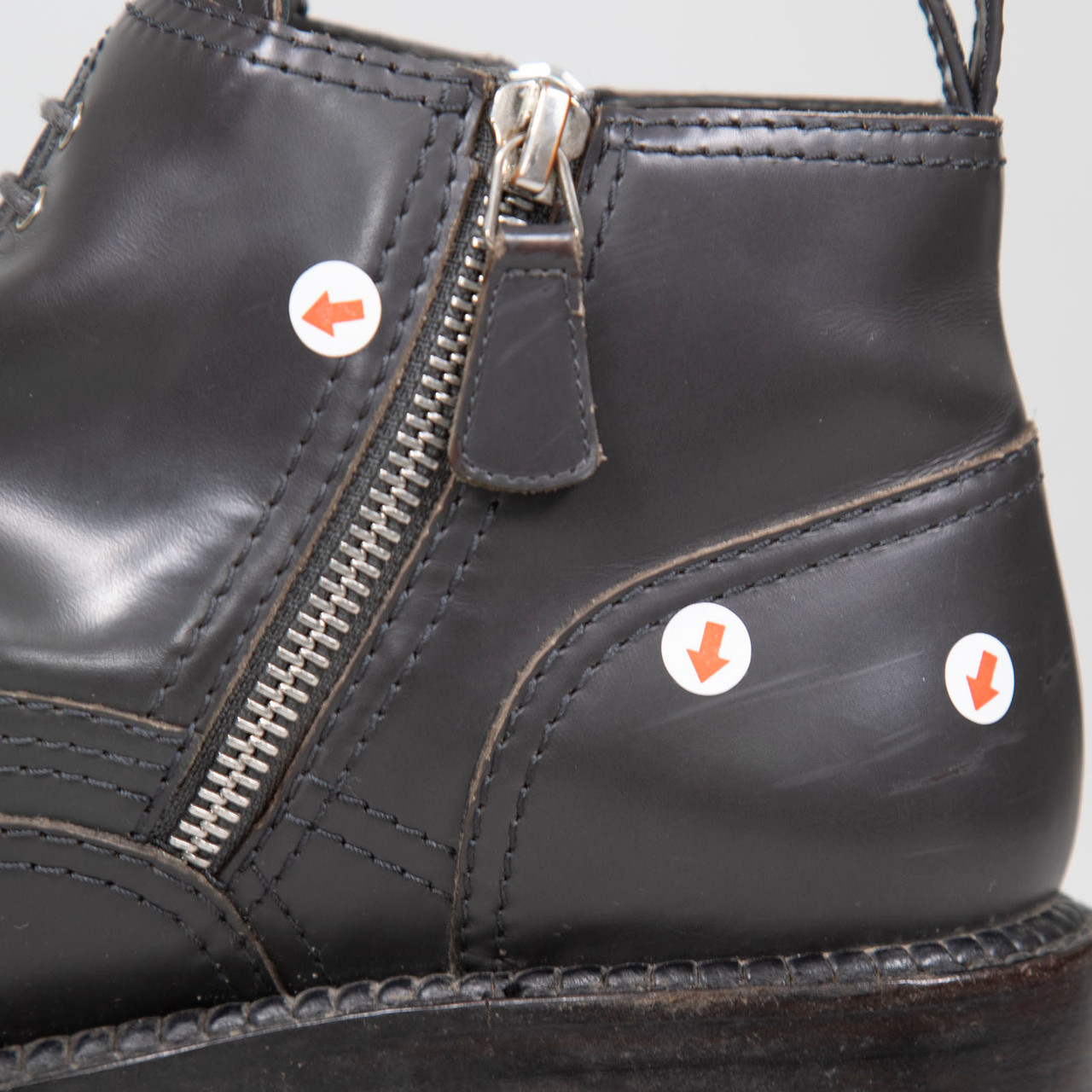 Chanel Grey Leather CC Ankle Boots