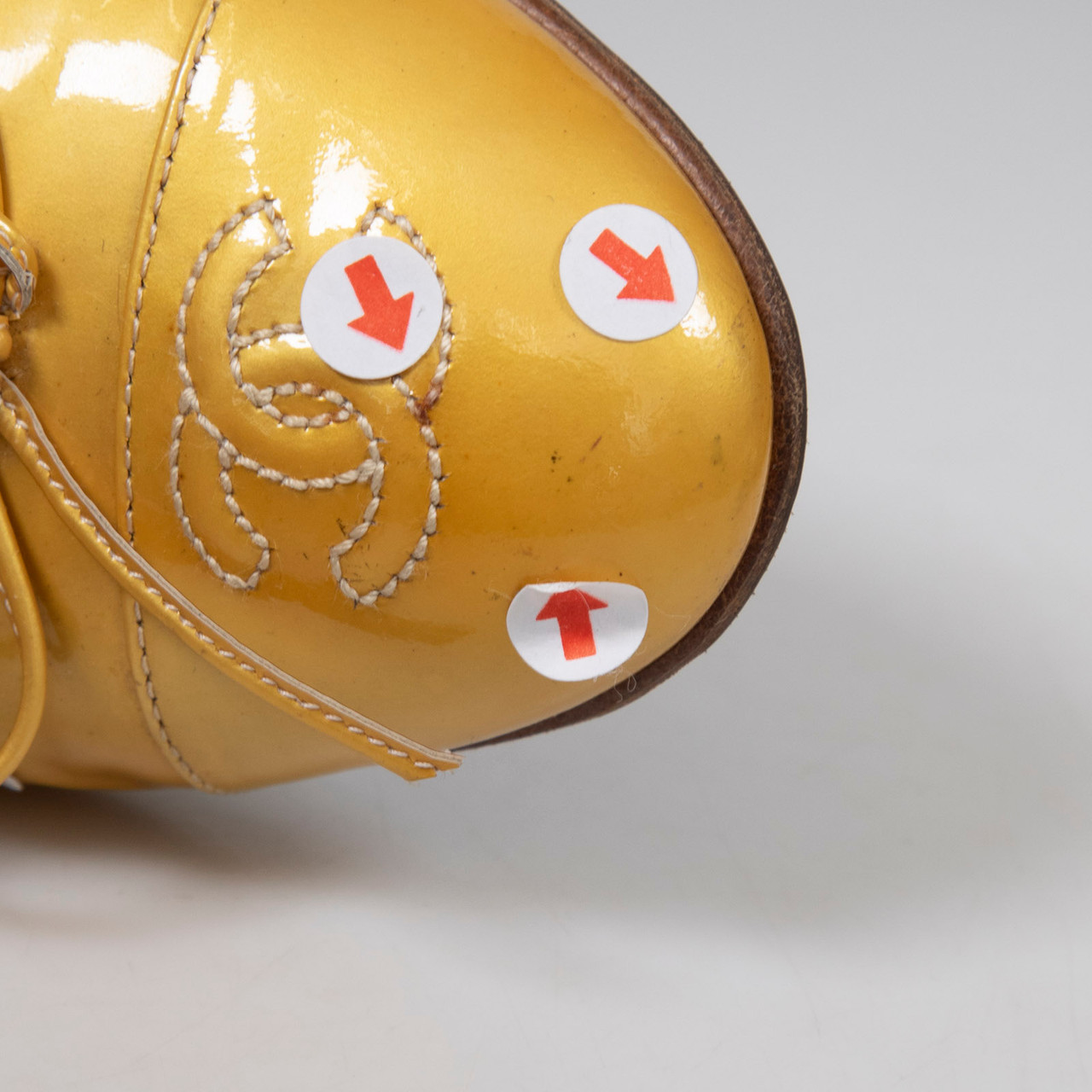 Chanel Gold Patent CC Cap Toe Ballet Flats