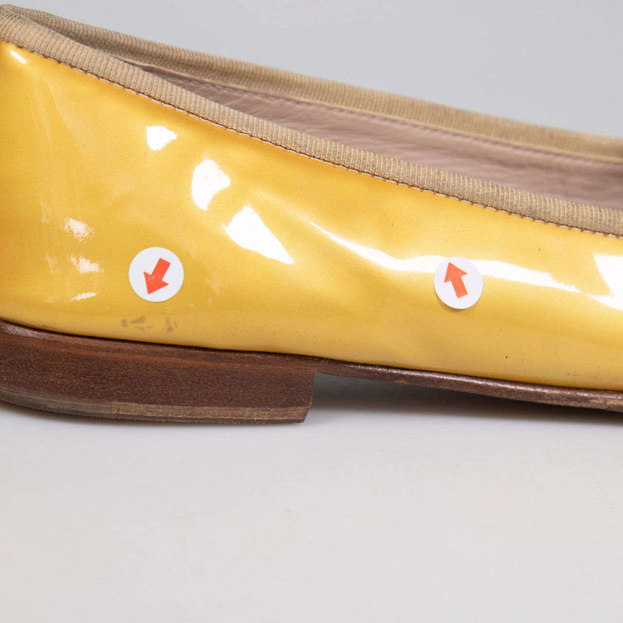 Chanel Gold Patent CC Cap Toe Ballet Flats