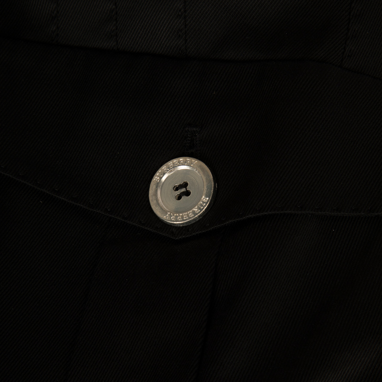 Burberry Black Button Up Ruffle Trim Jacket