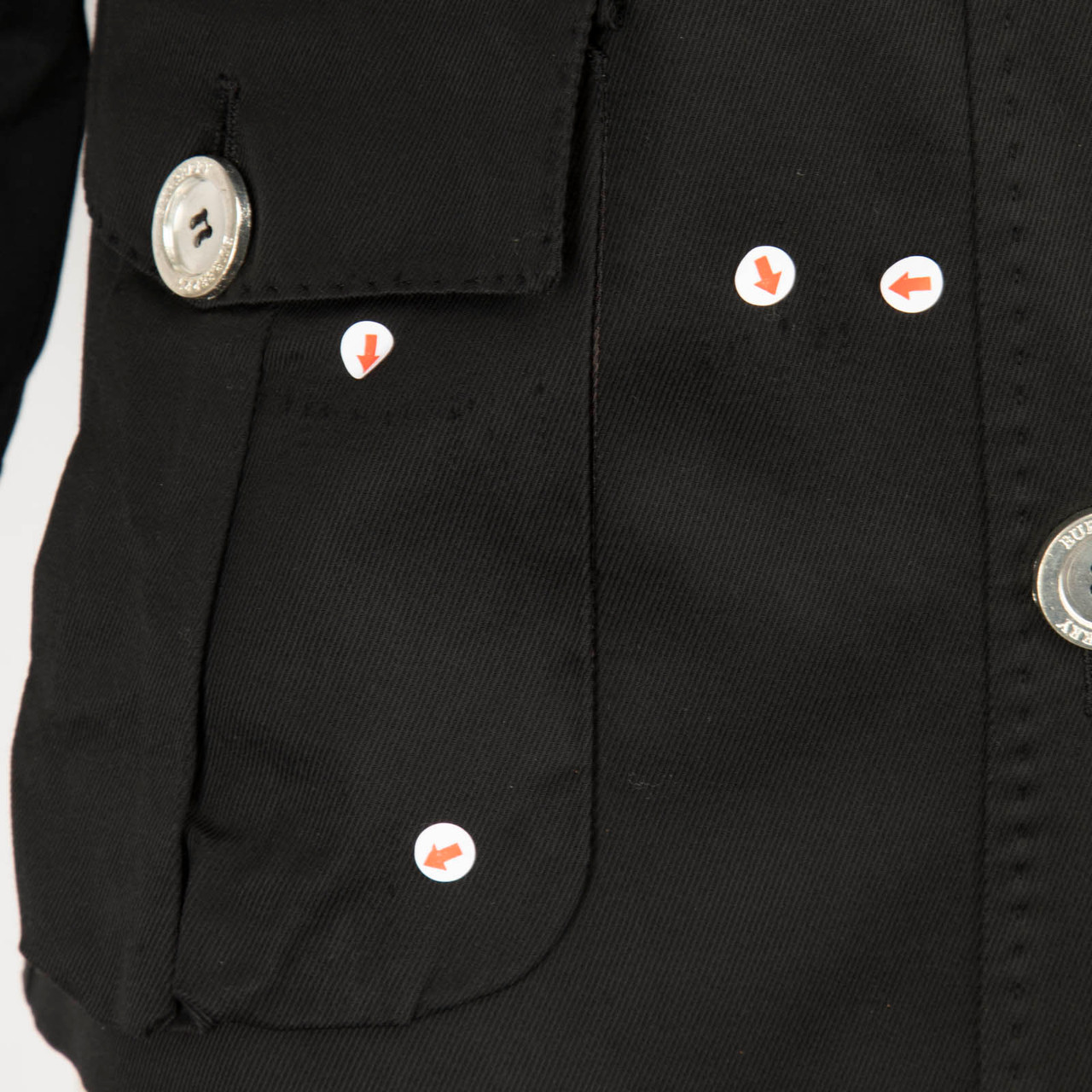 Burberry Black Button Up Ruffle Trim Jacket