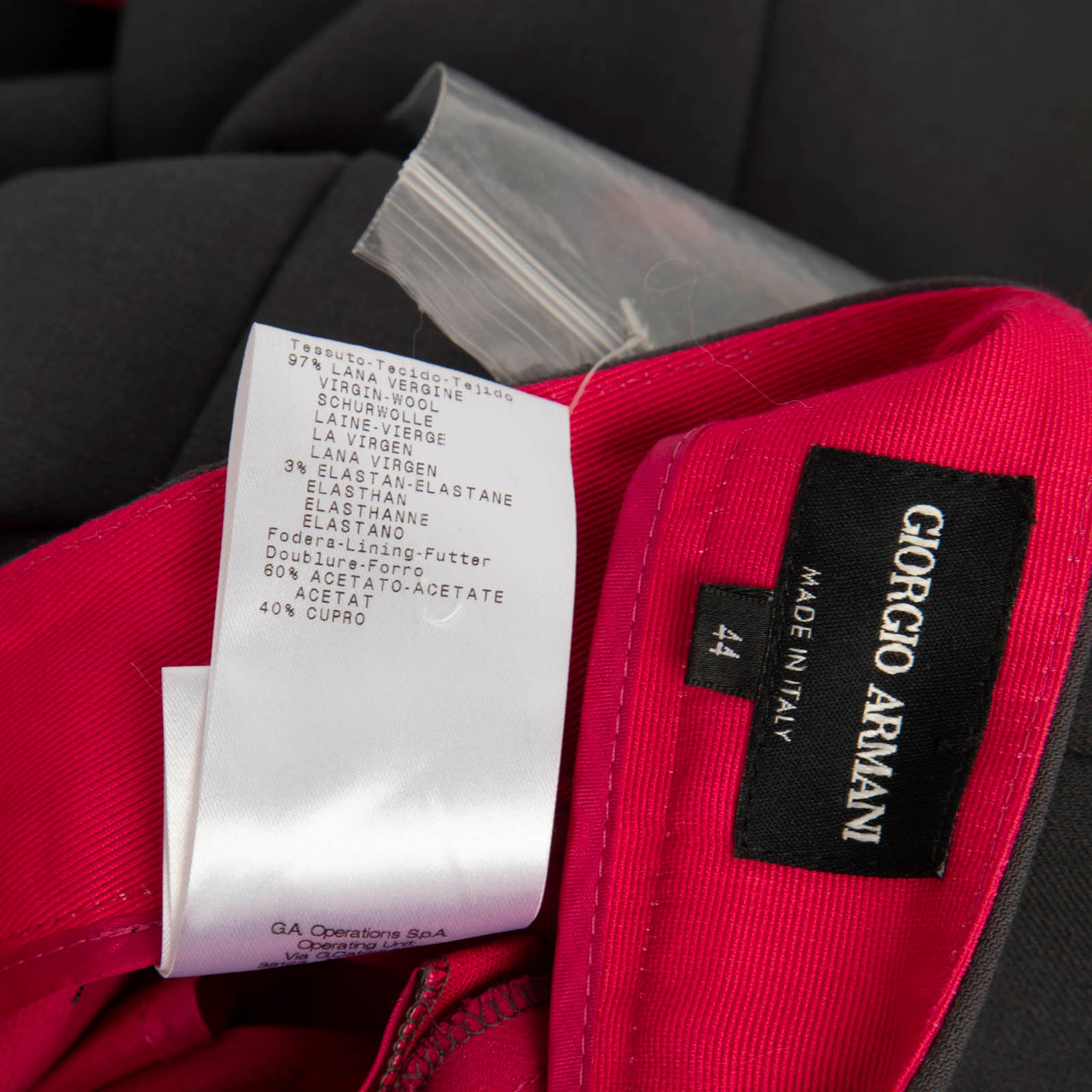 Emporio Armani Grey Wool Cuffed Tapered Trousers