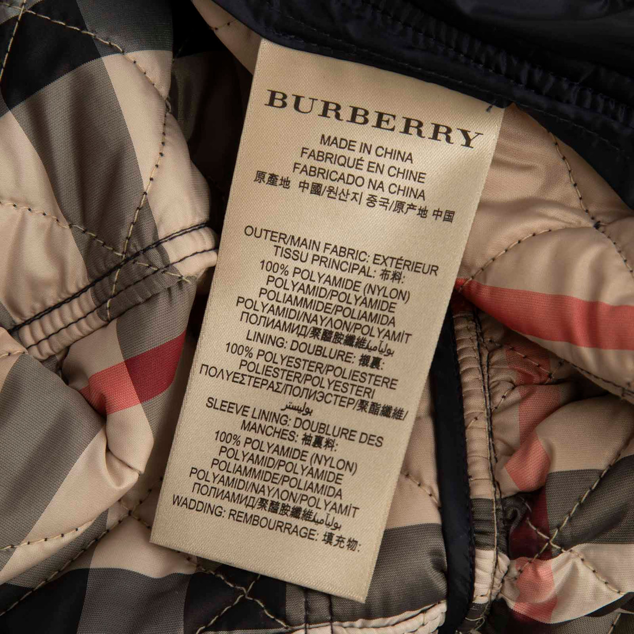 Burberry Navy Quilted Double Breasted Jacket