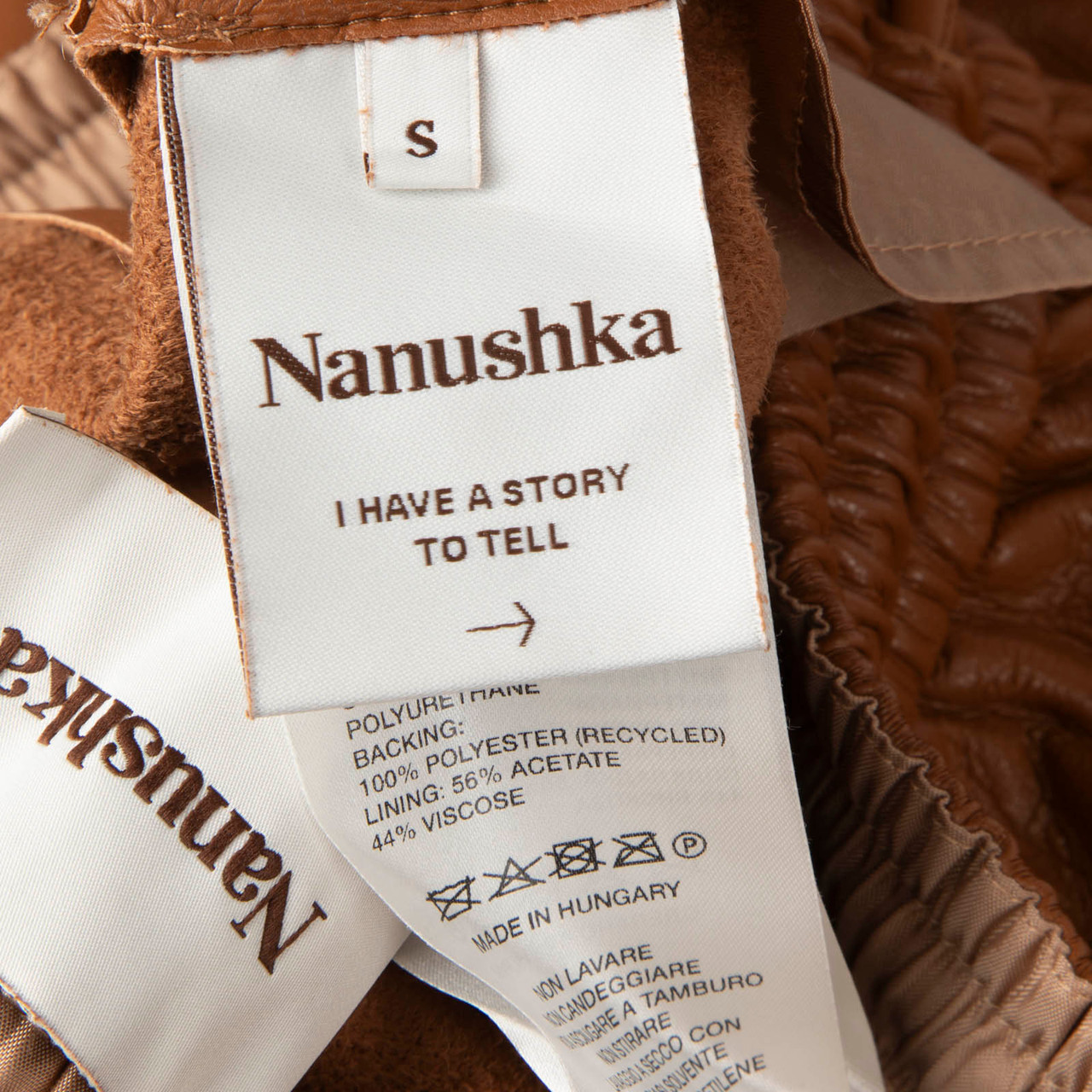 NANUSHKA Brown Vegan Leather Wide Leg Trousers