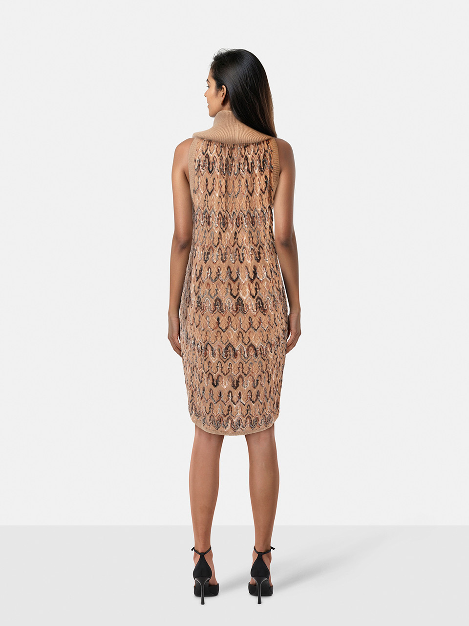 Missoni Brown Wool Knit Turtleneck Dress