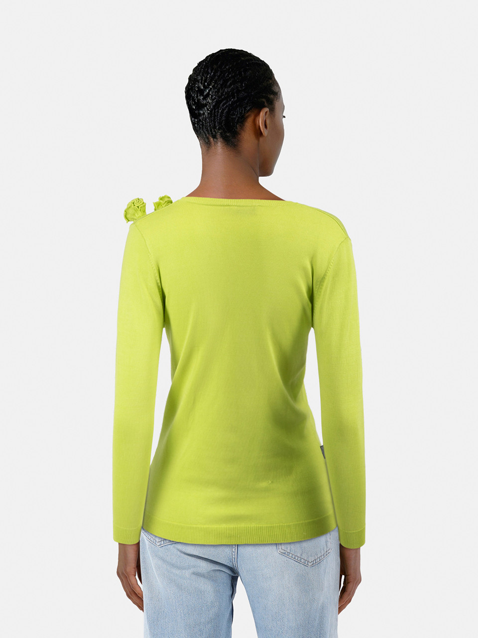 Moschino Green Silk Floral Detail Cardigan