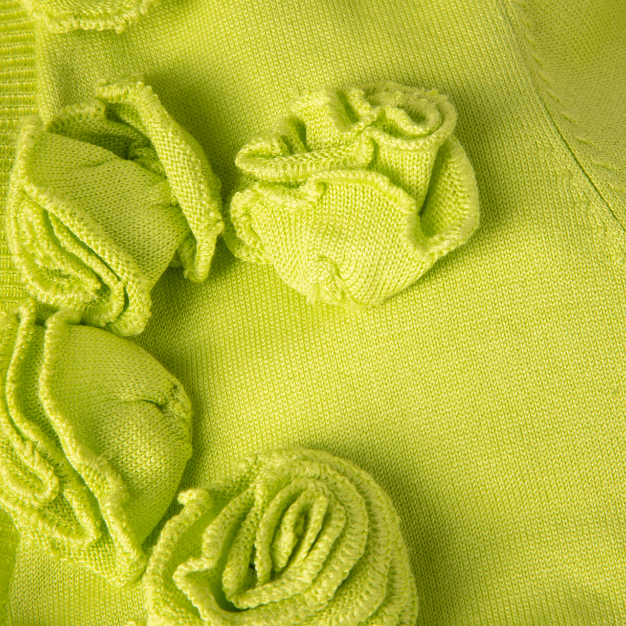 Moschino Green Silk Floral Detail Cardigan