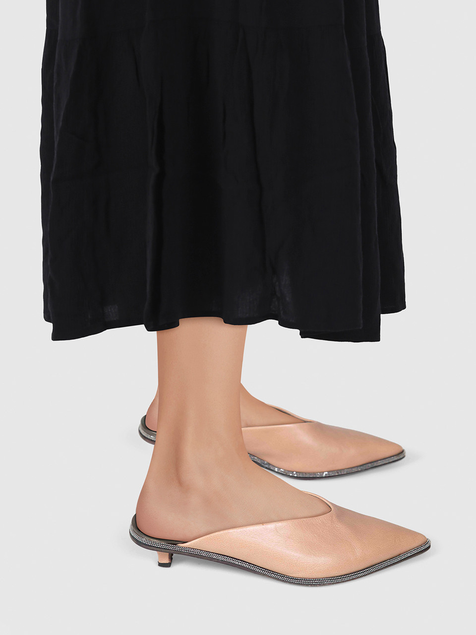 Brunello Cucinelli Brown Leather Pointed Toe Mules