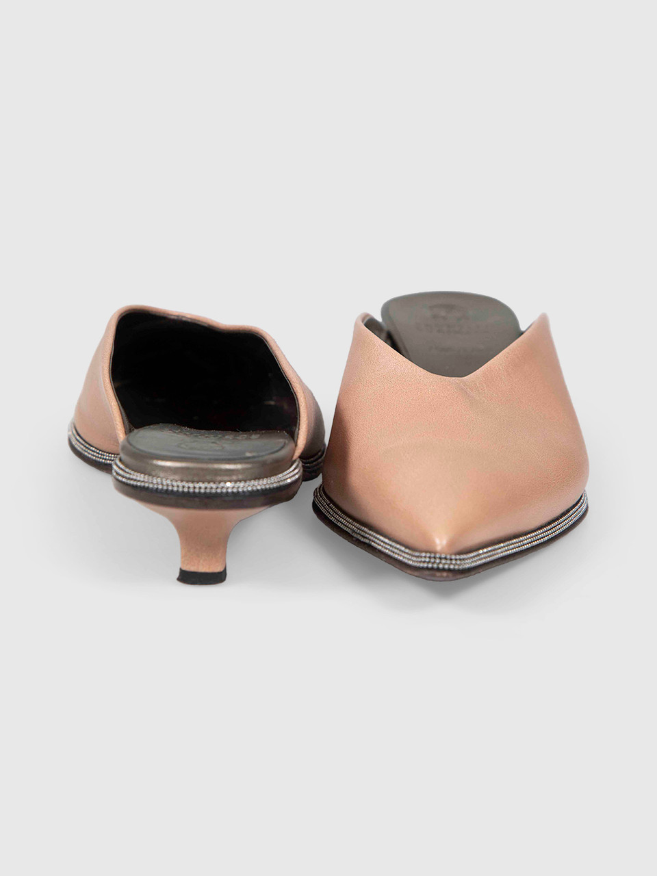 Brunello Cucinelli Brown Leather Pointed Toe Mules