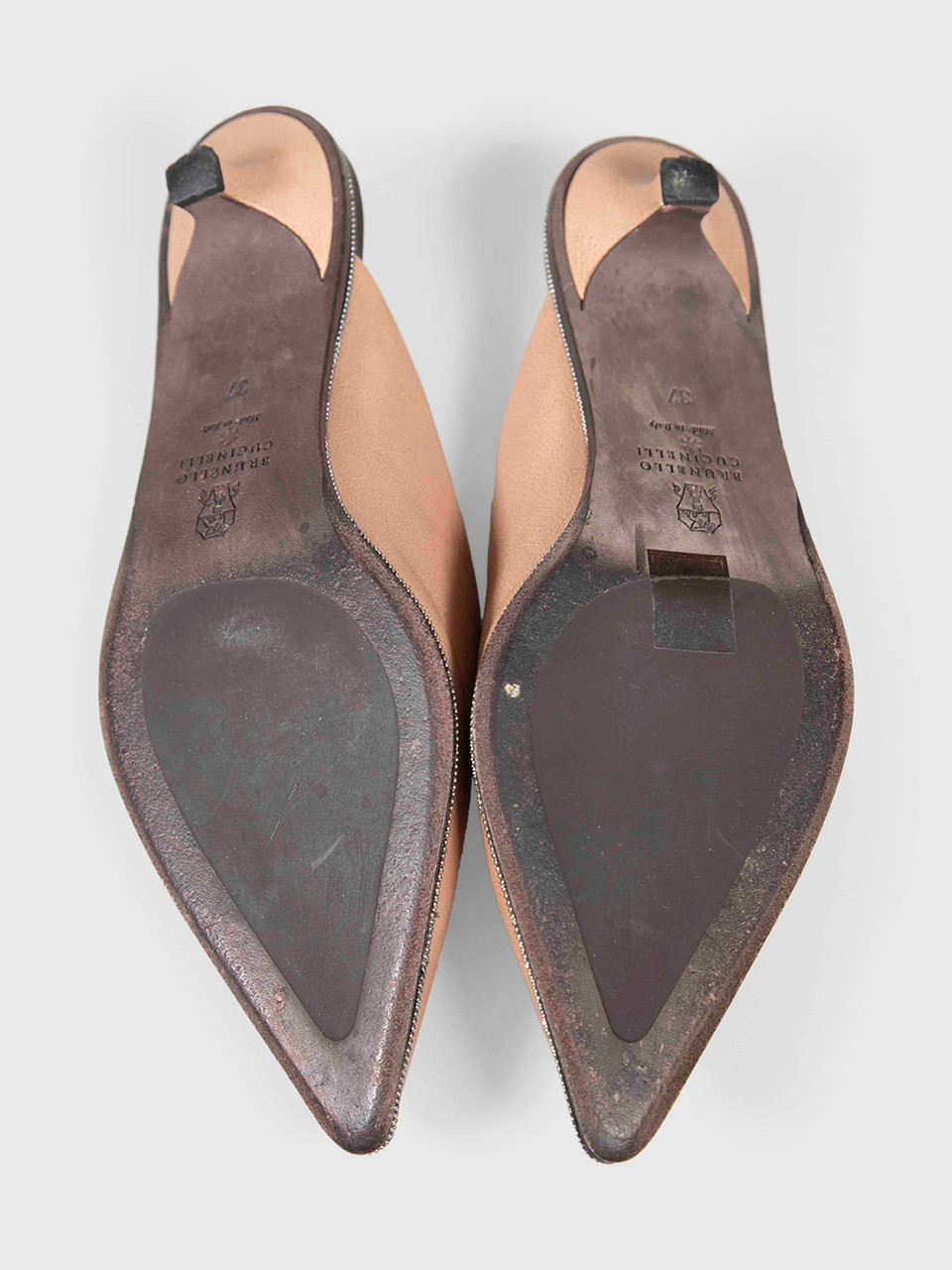 Brunello Cucinelli Brown Leather Pointed Toe Mules