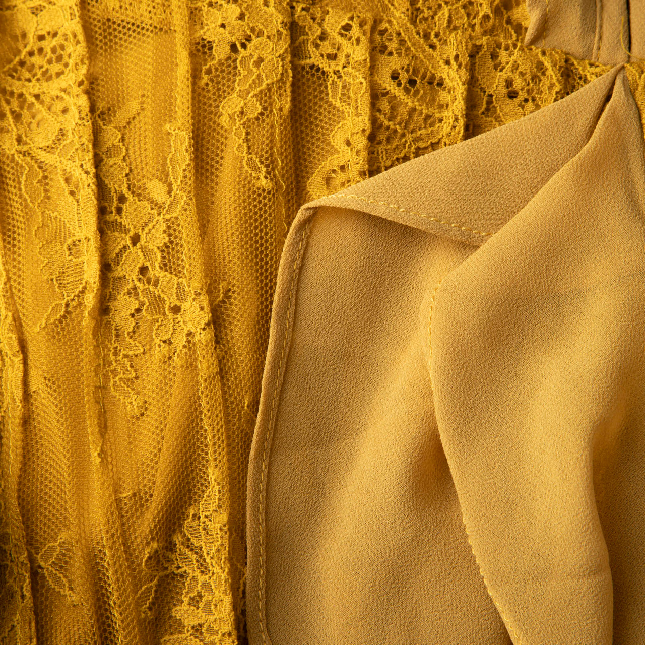 For Love & Lemons Yellow V-Neck Daphne Lace Dress