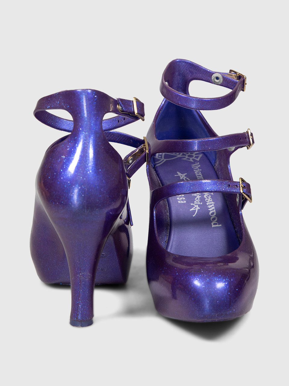 Vivienne Westwood Purple Glitter Three Strap Heels |CSD