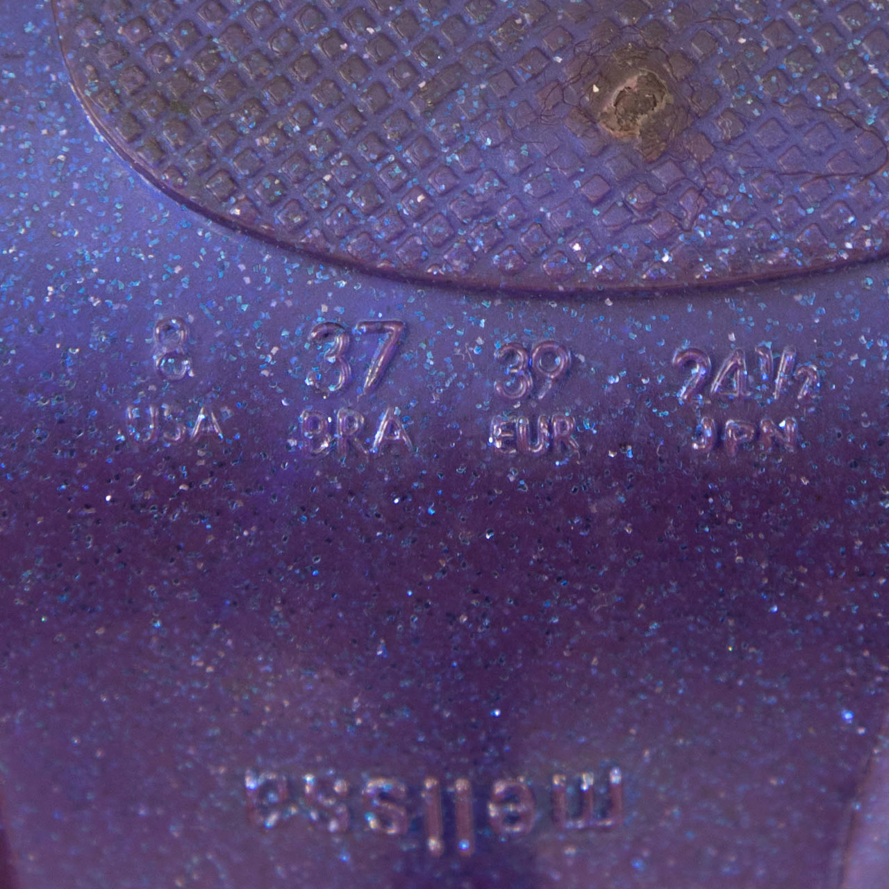 Vivienne Westwood Vivienne Westwood Anglomania + Melissa Purple Glitter Elevated Three Strap Heels