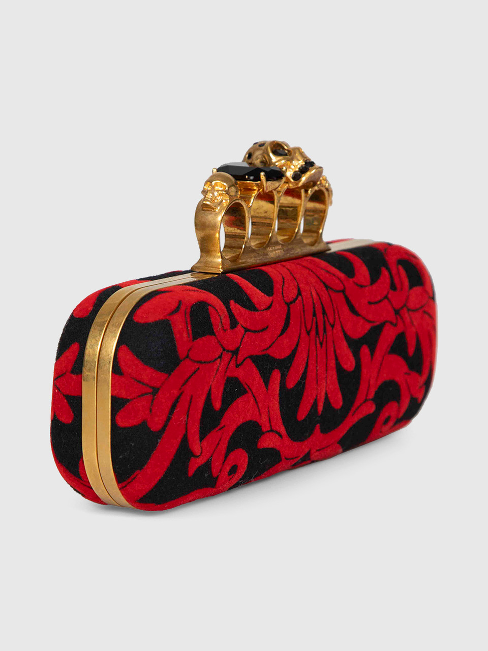 Alexander McQueen Floral Velvet Knuckle Clutch