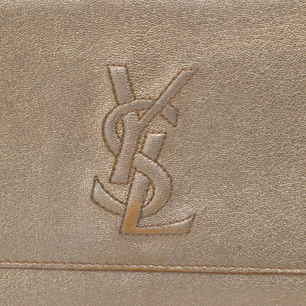 Saint Laurent Gold Leather Logo Clutch Bag
