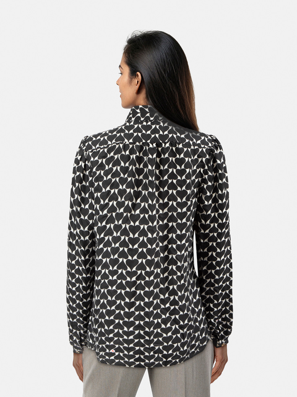 Diane Von Furstenberg Black & White Silk Heart Top