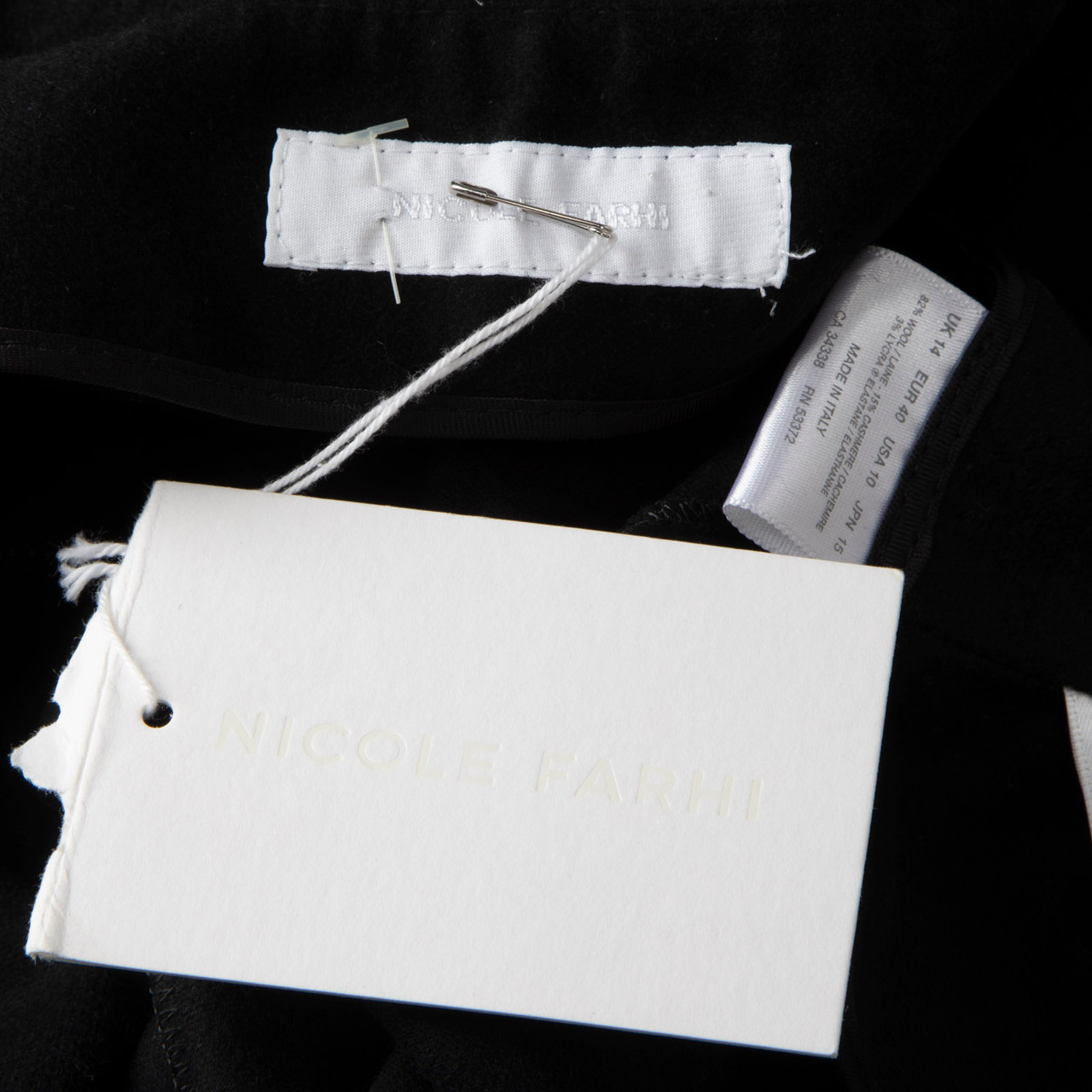 Nicole Farhi Black Wool Flared Hem Skirt