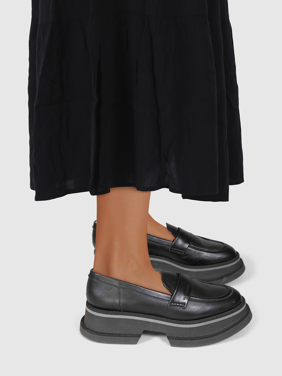 Clergerie Black Platform Leather Loafers