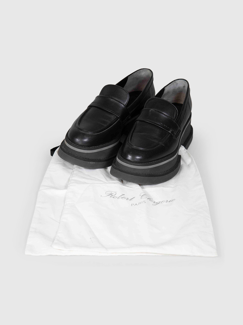 Clergerie Black Platform Leather Loafers