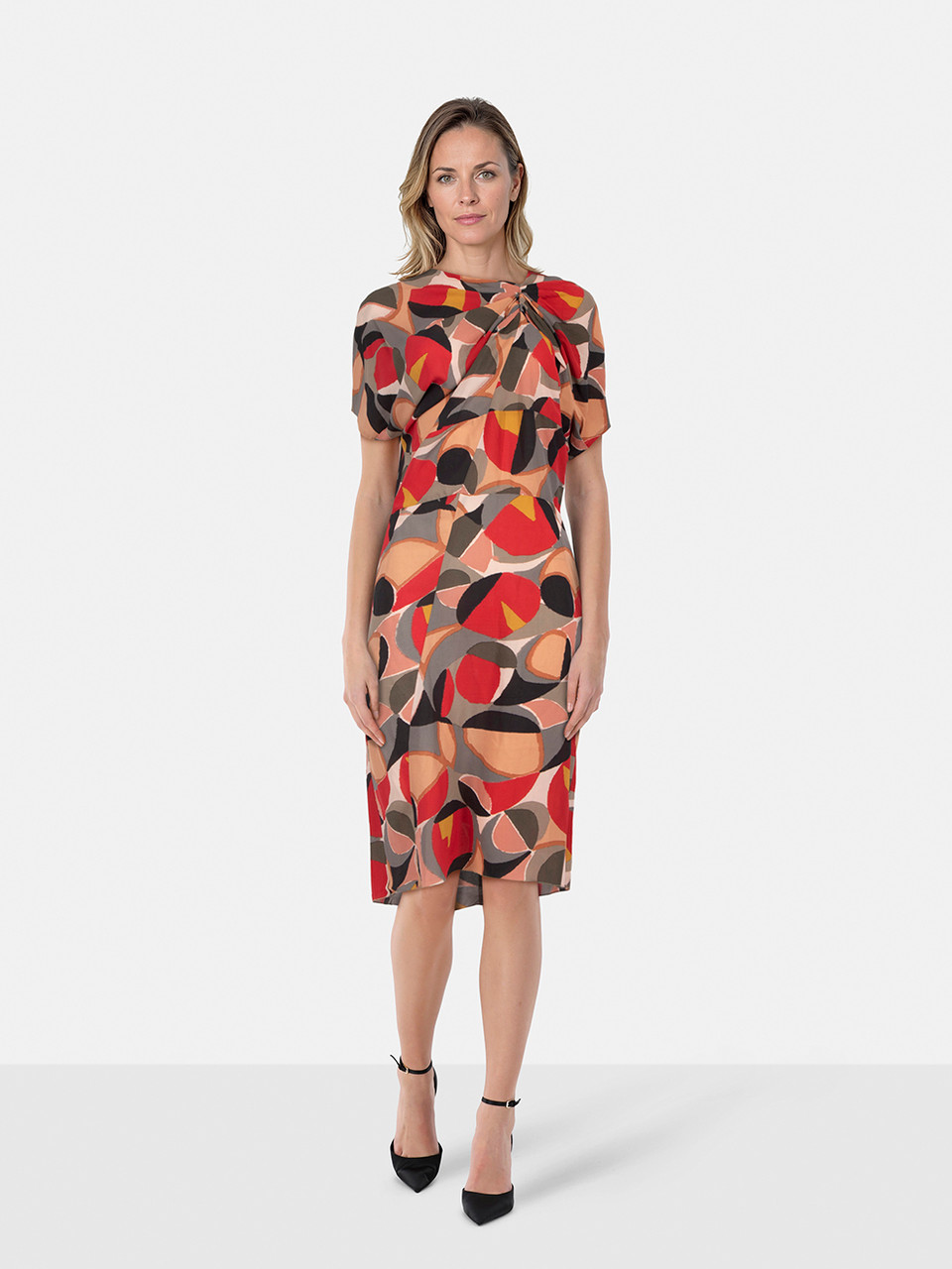 Marni Abstract Knee Length Neck Tie Dress