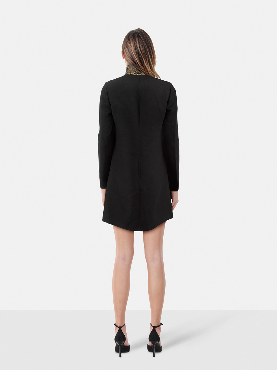 Valentino Garavani Black Lace Panel Long Sleeve Dress