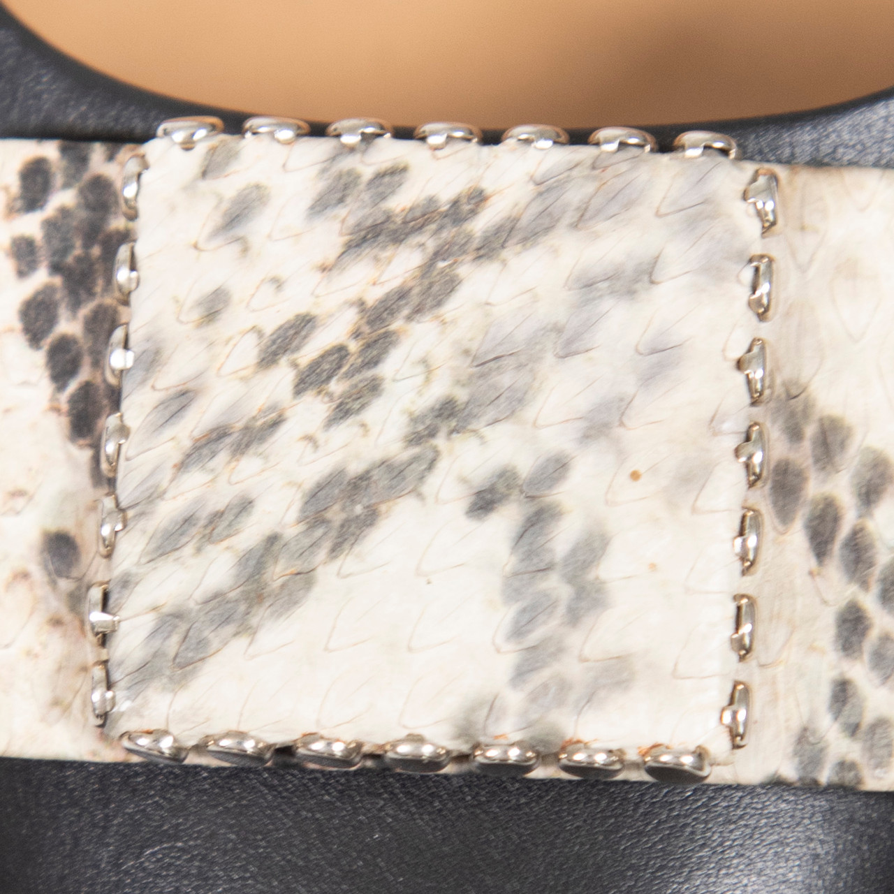 Salvatore Ferragamo Black Leather Snake Bow Pumps