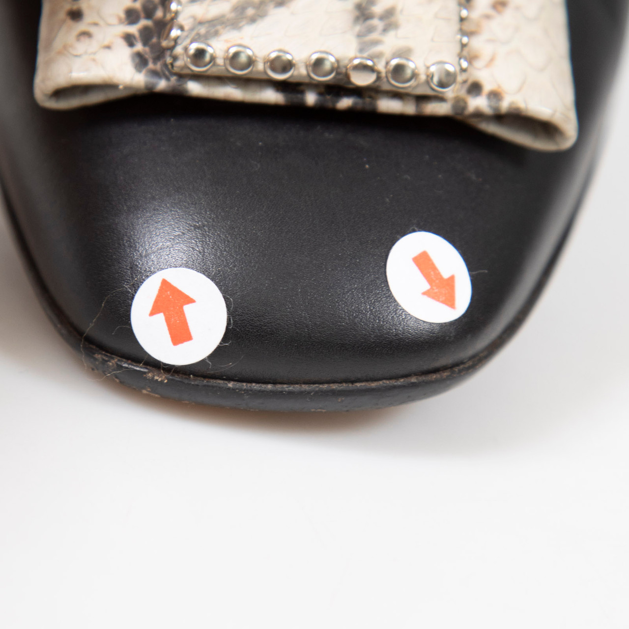 Salvatore Ferragamo Black Leather Snake Bow Pumps