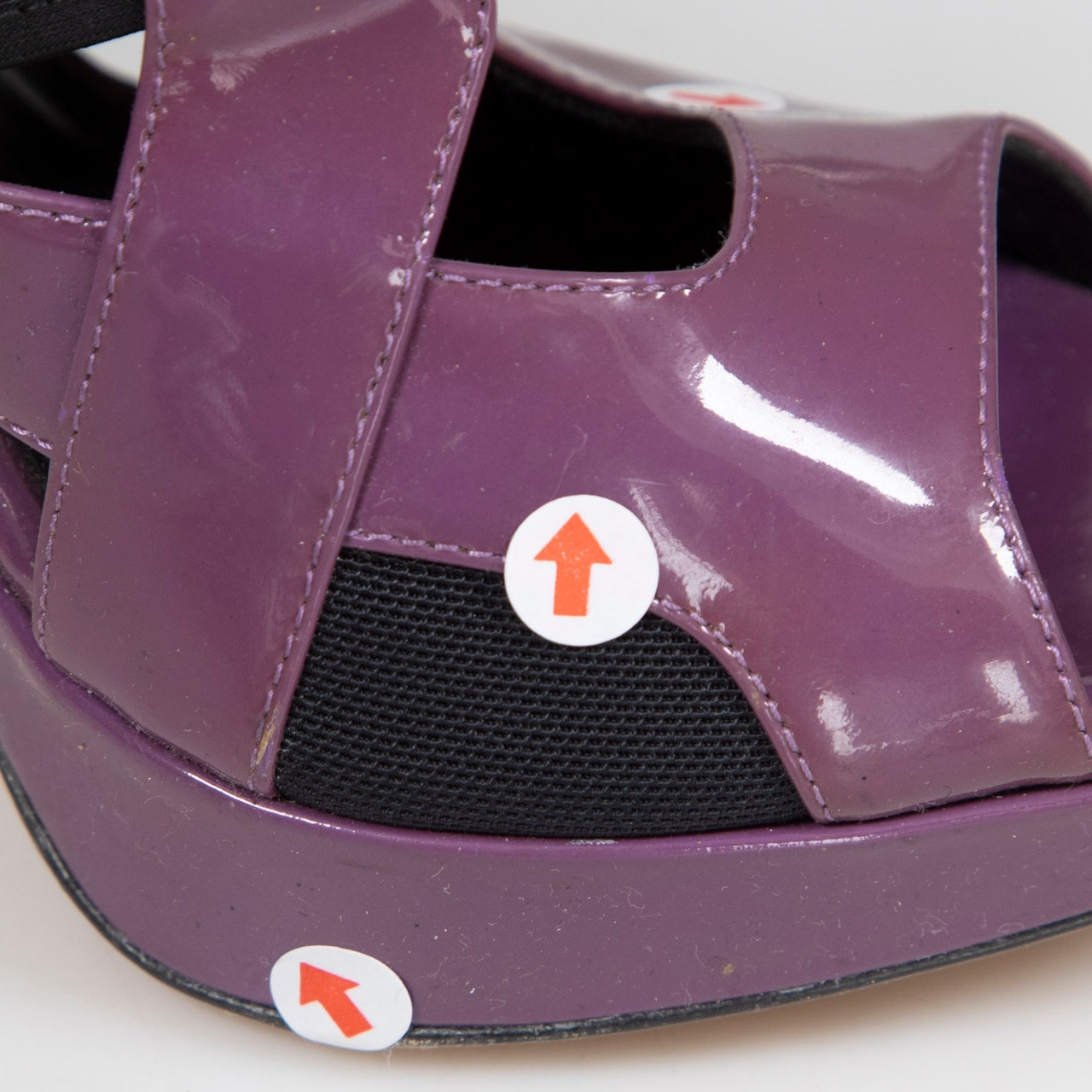 Dior Purple Patent Mesh Panel Slingback Heels